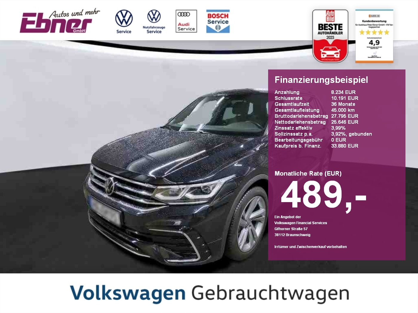 Volkswagen Tiguan R-LINE 245PS APP 19ALU