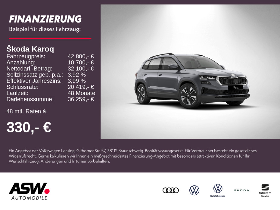 Karoq Tour 2,0 TDI 150PS DSG ACC Kamera SHZ AHK
