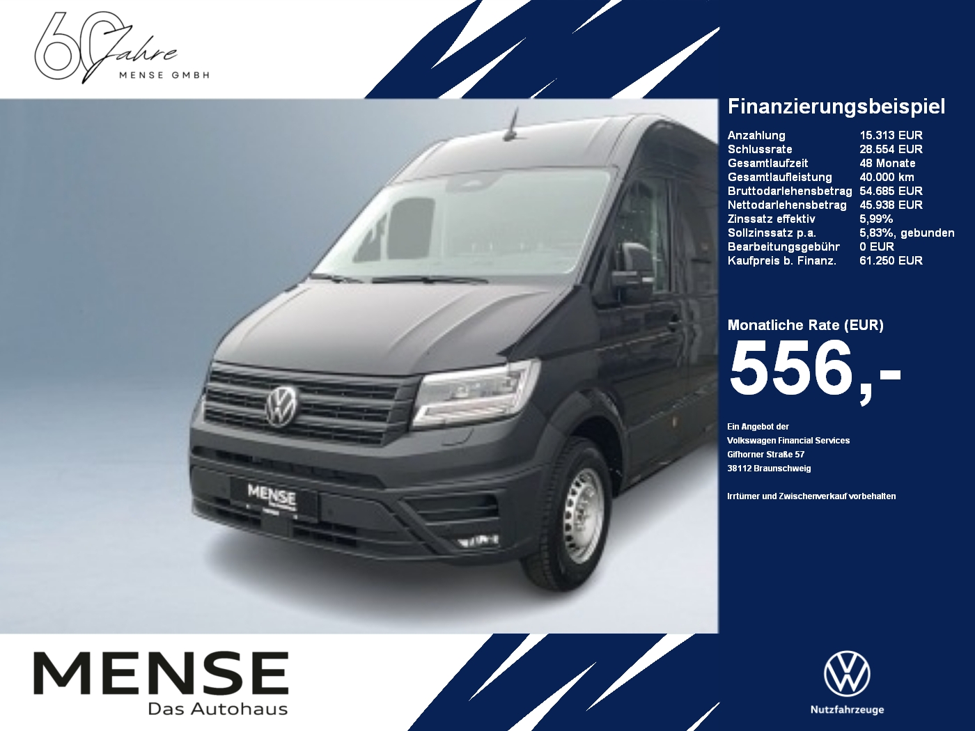 Crafter 35 Kasten HD Motor: 2.0 l TDI EU6-EA SCR 103 kW Getriebe: Frontantrieb 6-Gang-Schaltgetr