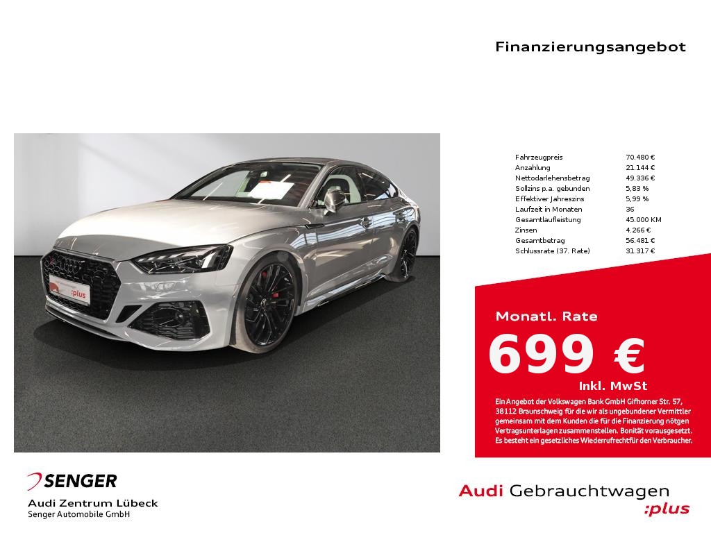 RS5 Sportback 2.9 TFSI Laser DRC B&O HuD 280km/h