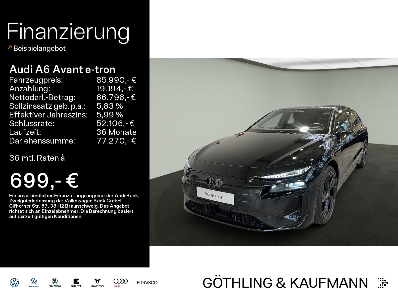 A6 Avant e-tron performance*Matrix*HUD*ACC*Virtuelle*ASI*360*B&O*Memory*