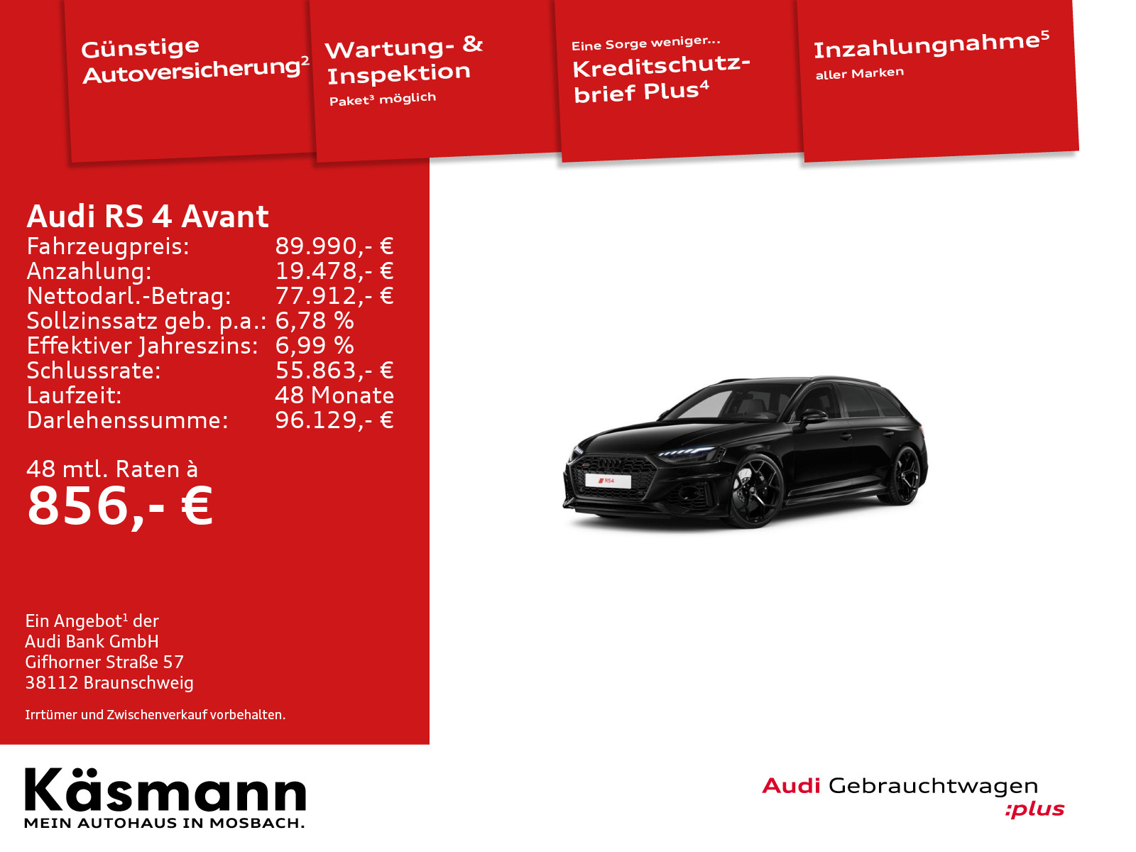 Audi RS4 Avant quattro Comp SCHALENSITZ PAN