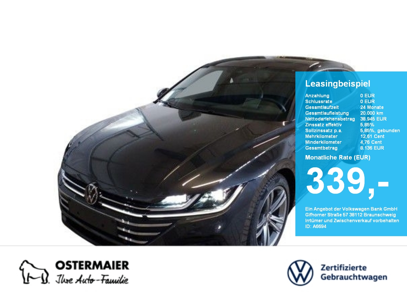 Arteon Shootingbrake R-LINE 2.0TDI 200PS DSG 4M NP.80T ACC.5J-G.AHK.STHZG.AREA-VIEW.HARMAN.NAVI