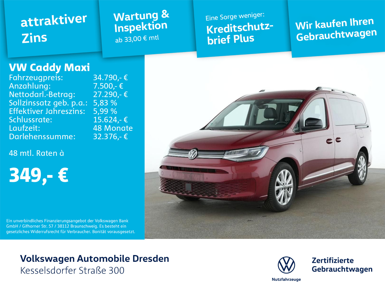 Caddy Maxi 2.0 TDI DSG Style ACC AHZV LED Navi