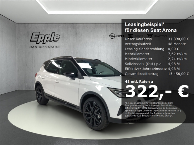 Arona FR Black Edition 1.5 TSI 110 kW (150 PS) 7-Gang-DSG Navi Rückfahrkamera