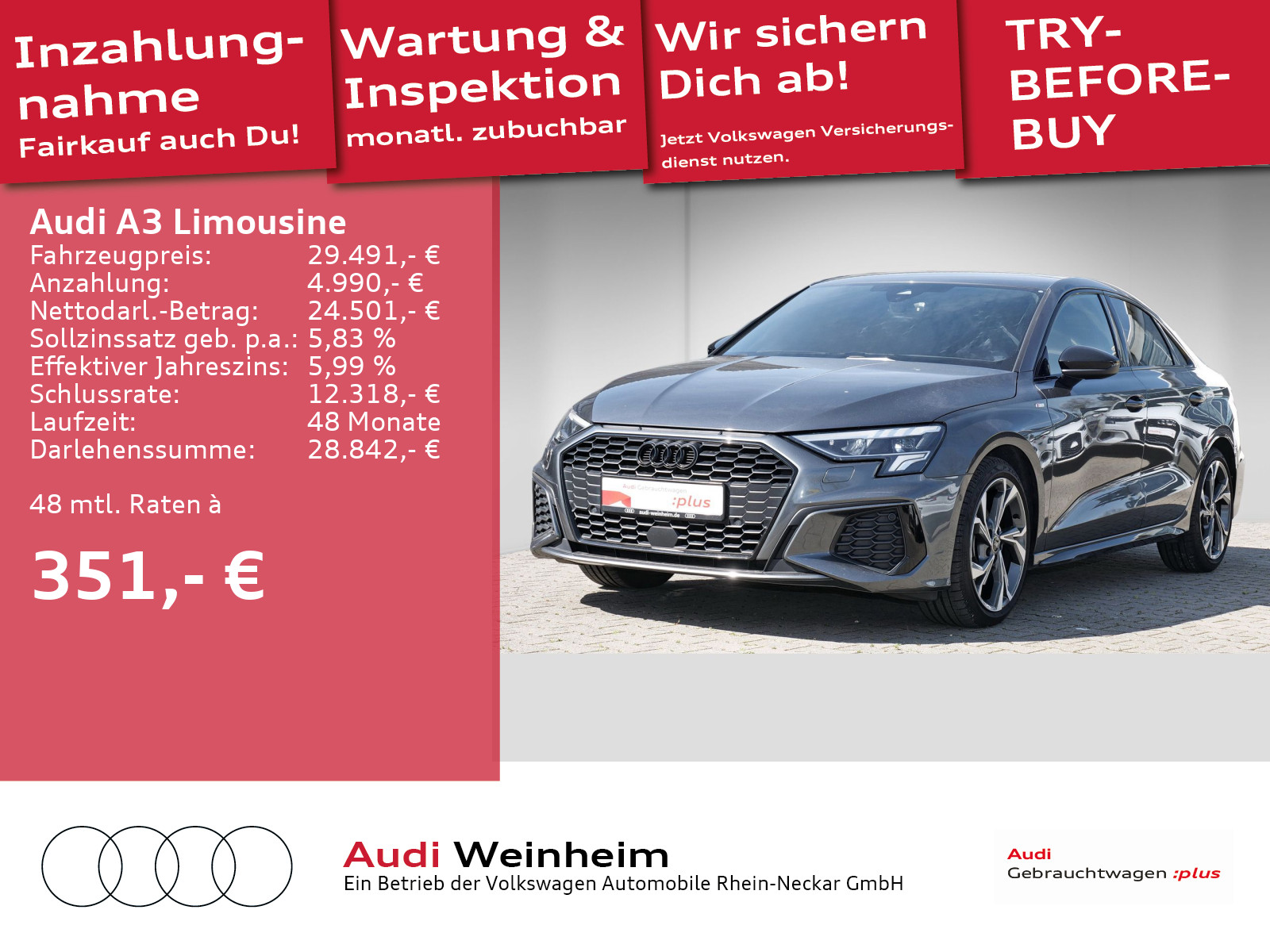 A3 Limousine 35 TDI Black-Paket 2x S-Line Matrix-LED s-tronic uvm