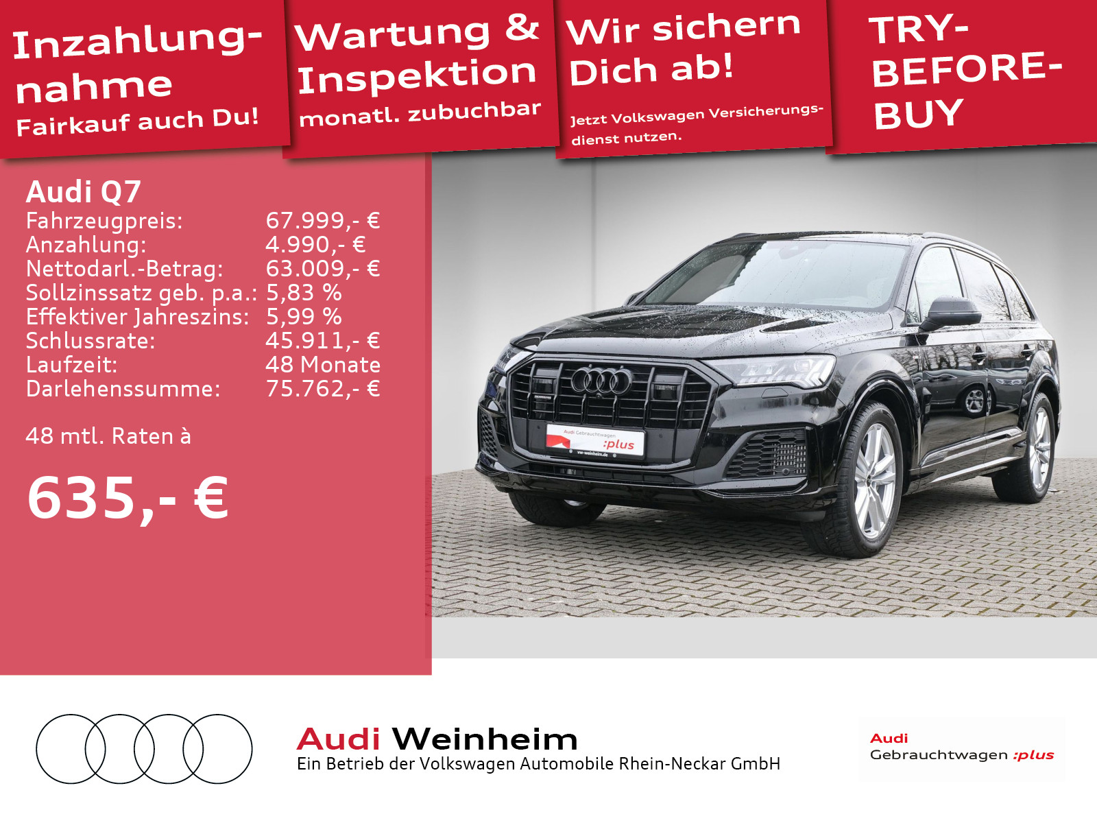 Q7 55 V6 TFSI quattro S-line Black-Plus-Paket Matrix-LED Head-Up Luftfederung uvm