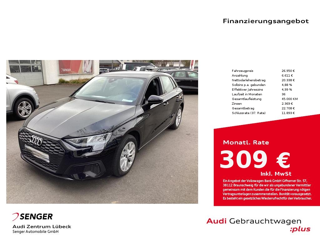 A3 Sportback 40 TFSI e S tronic SHZ GRA Carplay