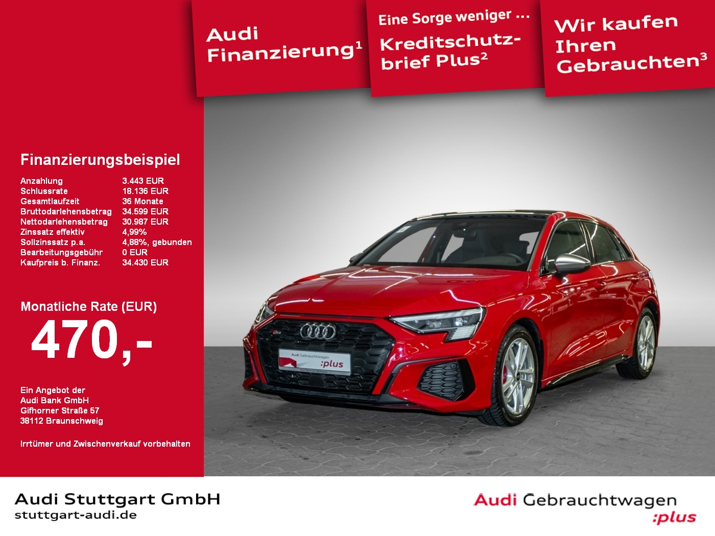 S3 Sportback Pano Akustikglas Matrix-LED SRA