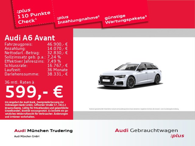 Audi A6 Avant 55 TFSI e qu Sport Top View Business-Paket