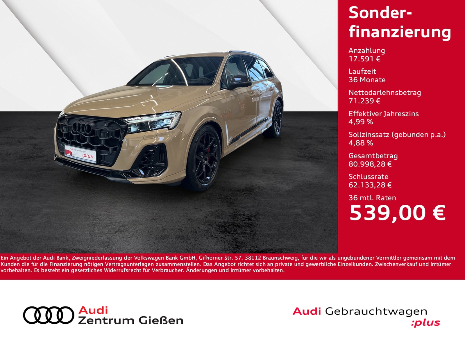 Q7 60 TFSI e quattro S line Black HuD AHK PANO Carbon B&O MATRIX