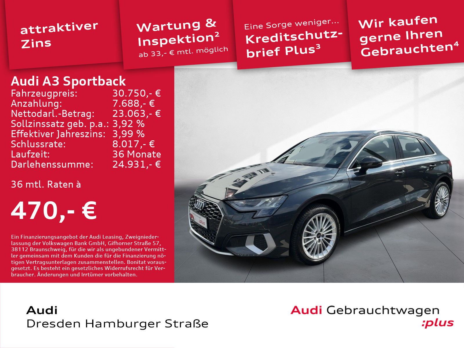 A3 Sportback 30 TDI Advanced Navi