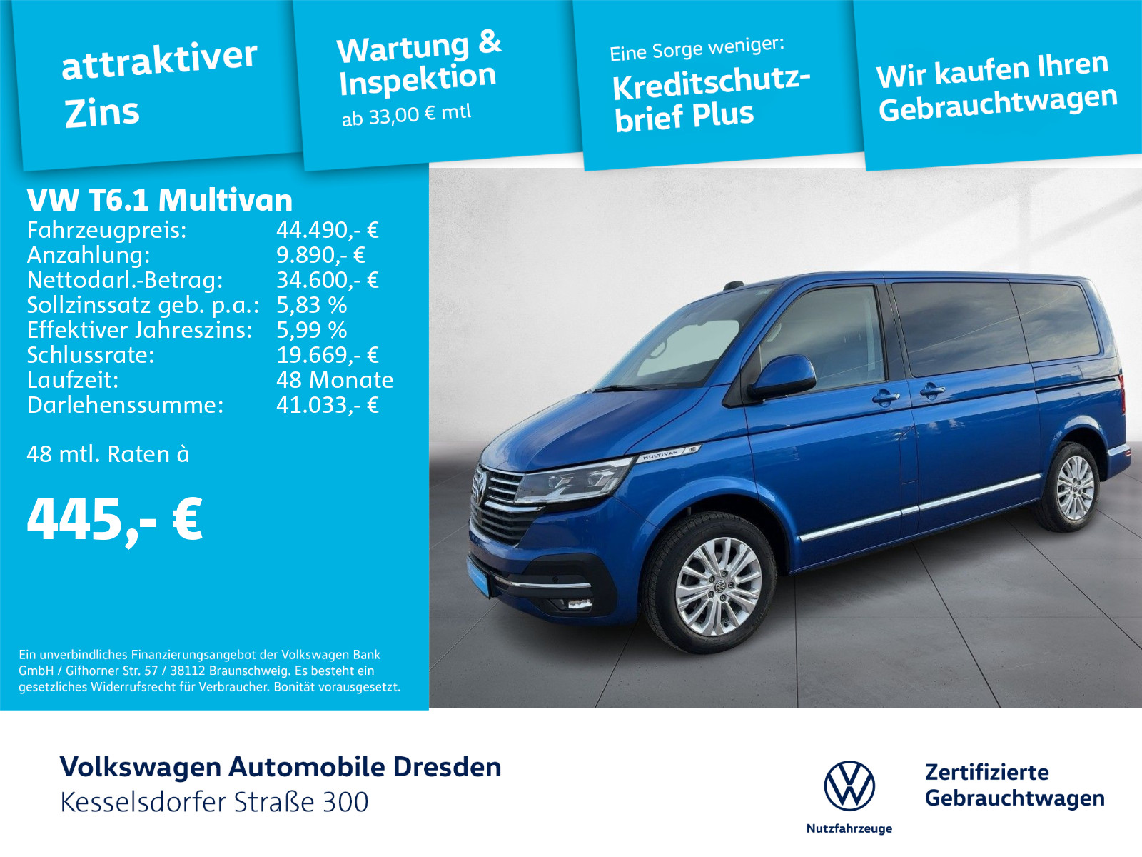 T6.1 Multivan 2.0 TDI DSG AHZV LED Navi GRA