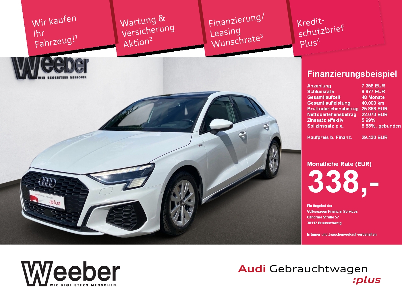 A3 Sportback S line HUD*B&O*PANO*NAVI*LEDER*MATRIX