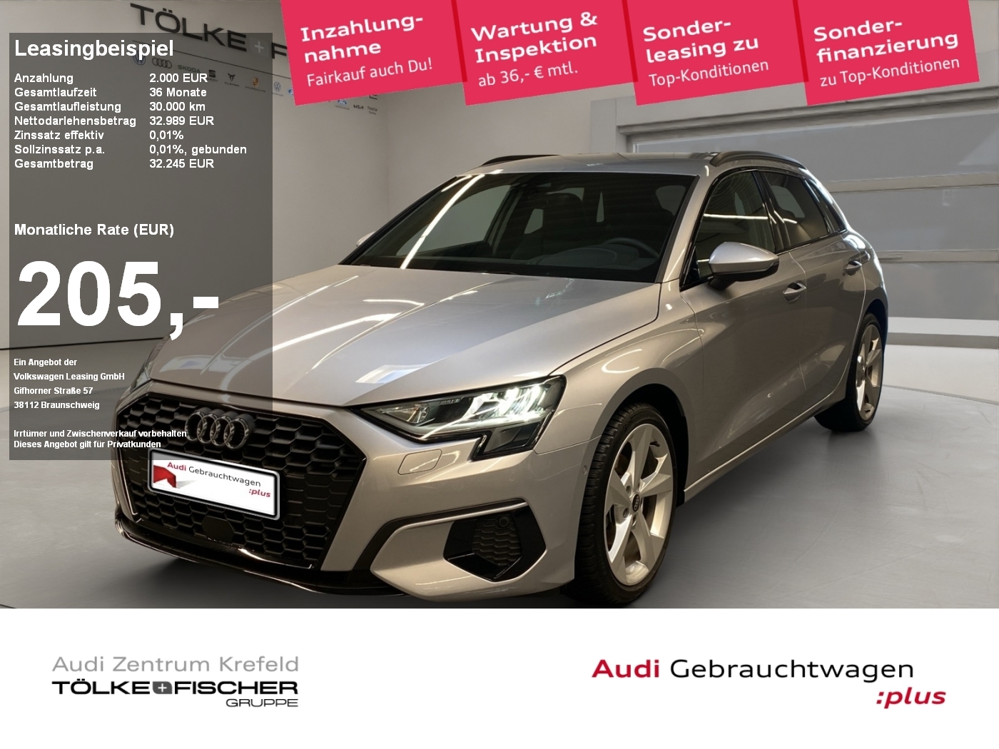 A3 Sportback 30 2.0 TDI advanced FLA ParkAss LM