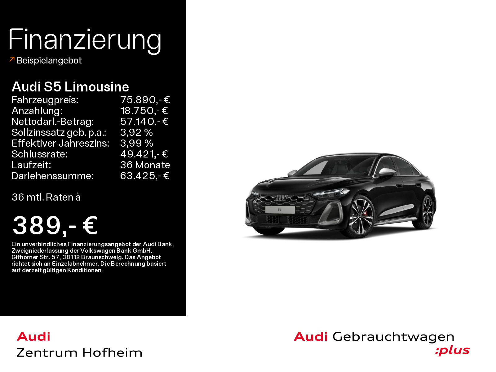 S5 Limousine TFSI S tro*B&O*HUD*Pano*S-Sitze*Matrix*Virtual*Navi+*MMI Beifahrerdisplay*Assistenzpaket Fahren und Parken plus