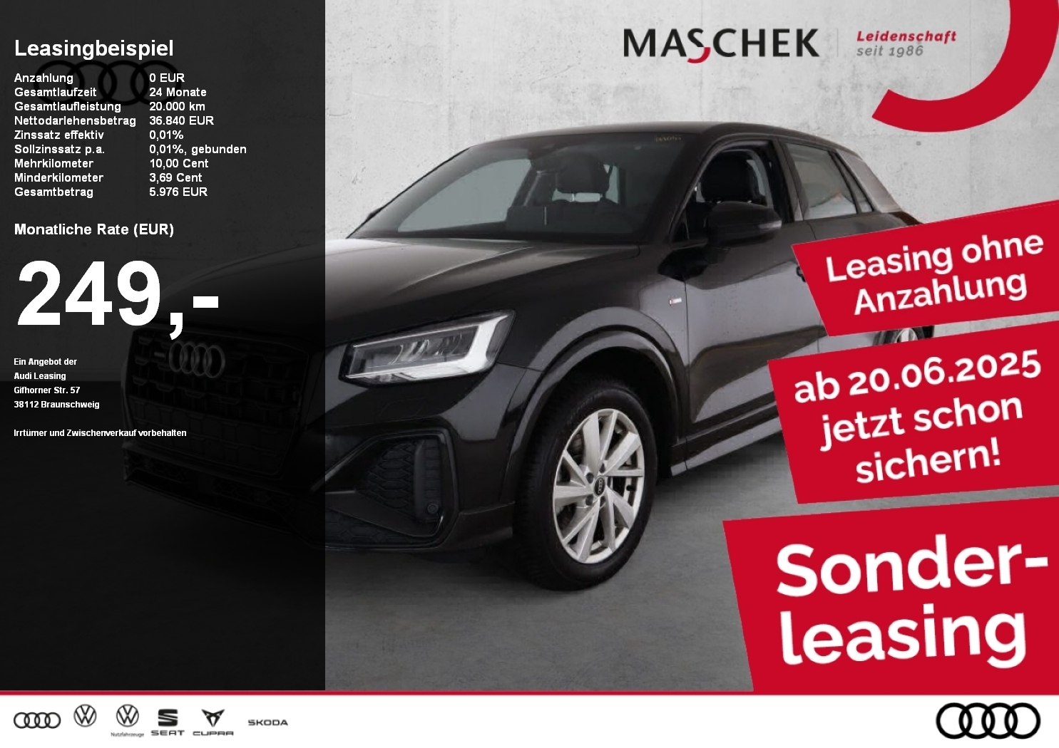 Q2 S line 40 TFSI quat BlackEd Kamera Sitzh. ACC Naviplus LM