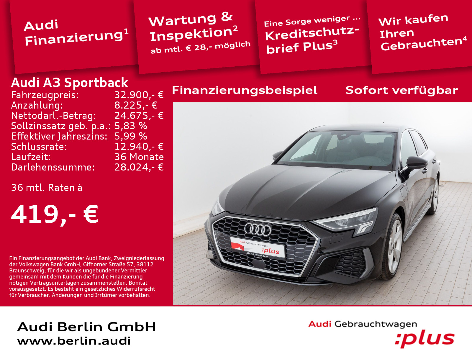 A3 Sportback S line 40 TFSI e S tr. LED NAVI PDC