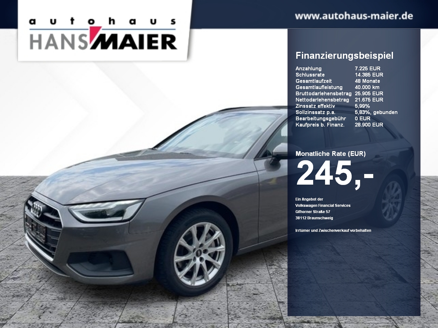 A4 Avant TFSI basis Leder S tronic Matrix B&O Pano Navi+