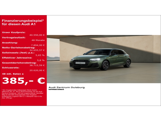 A1 Sportback S line 40 TFSI Navi Digitales Soundsystem LED Klimaautomatik 2 Zonen sofort verfügbar!