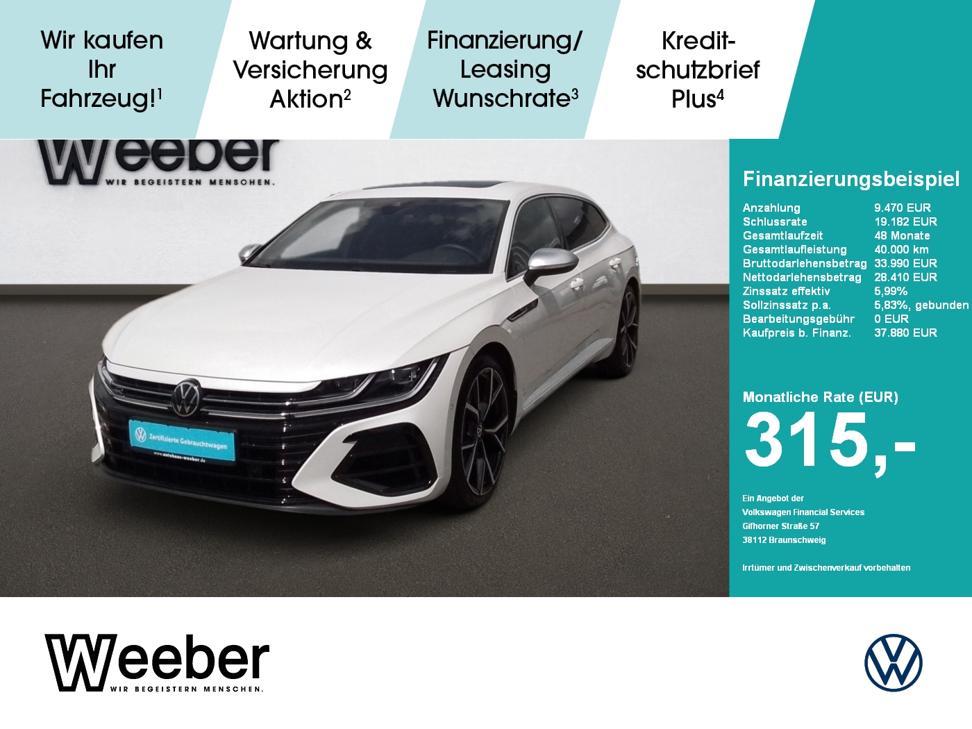Arteon R*SB*NAVI*MATRIX*AHK*PANO*LEDER*HARMAN*KAMERA