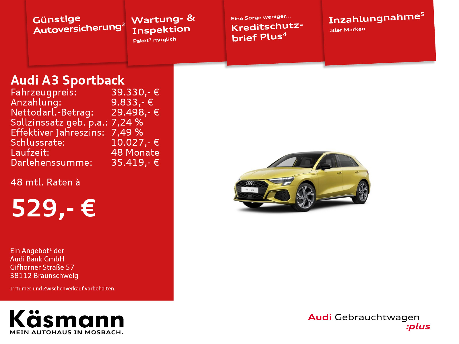 A3 Sportback 40TFSIe S line PANO LED NAV AHK ACC