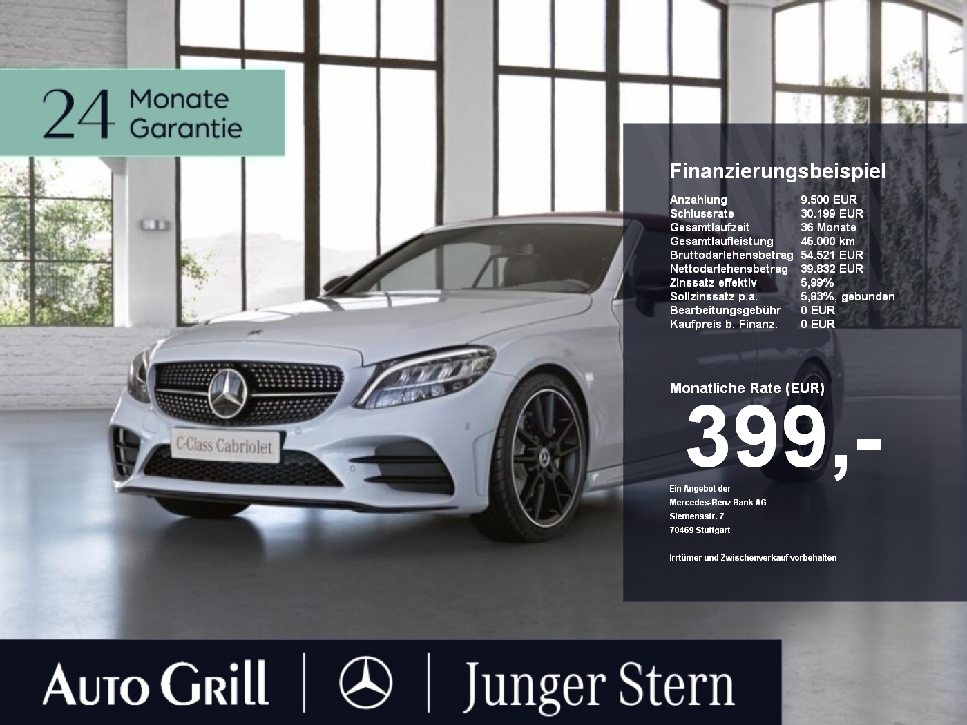 Mercedes-Benz C 200 Cabrio AMG Line Plus Night Burm Volldigit