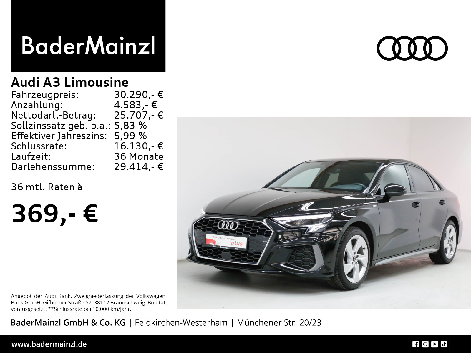 A3 Limousine 30 TFSI S tronic S line SHZ Virtual