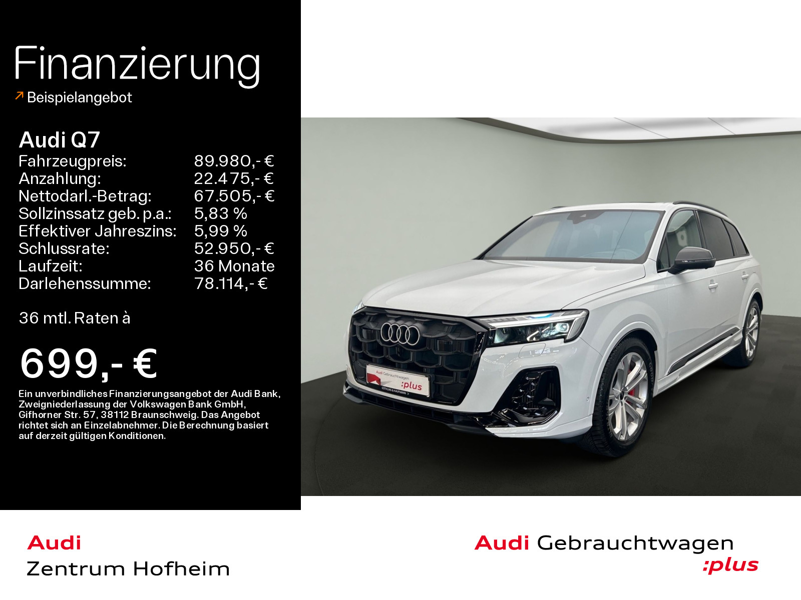 Q7 60 TFSIe qu S line tip*Air*B&O*HUD*Pano*S-Sitze*Laser*Virtual*Navi+*360° Kamera*ARL*AHK*