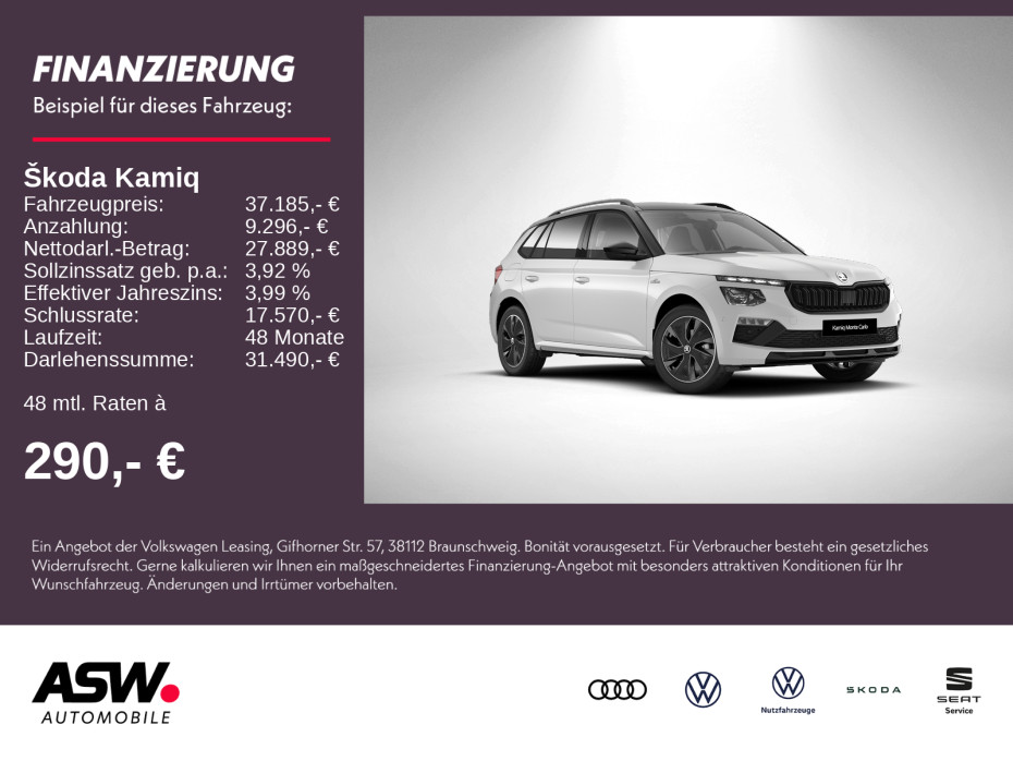 Kamiq Monte Carlo 1,5 TSI 150 PS DSG ACC SHZ AHK