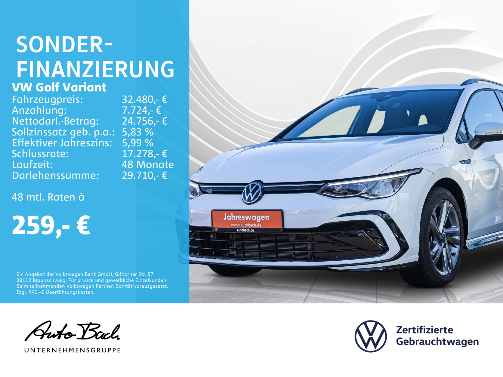 Golf VIII Variant 1.5 eTSI "R-Line" DSG Navi LED Standhzg Digital Cockpit ACC EPH AHK