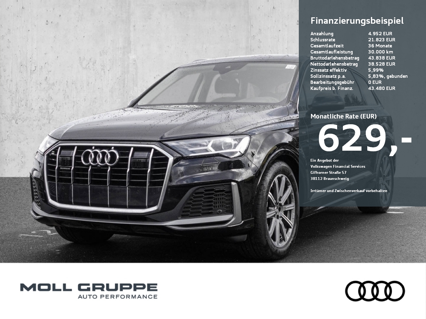 Q7 SUV S line 55 TFSI e quattro 280(381)  tiptronic Luftfahrwerk el.Sitze Virtuell