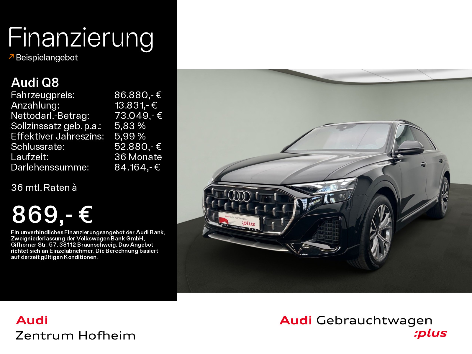 Q8 55 TFSIe qu S line tip*Air*B&O*HUD*Matrix*Virtual*Navi+*ARL*ACC*360° Kamera*Sportsitze*AHK*