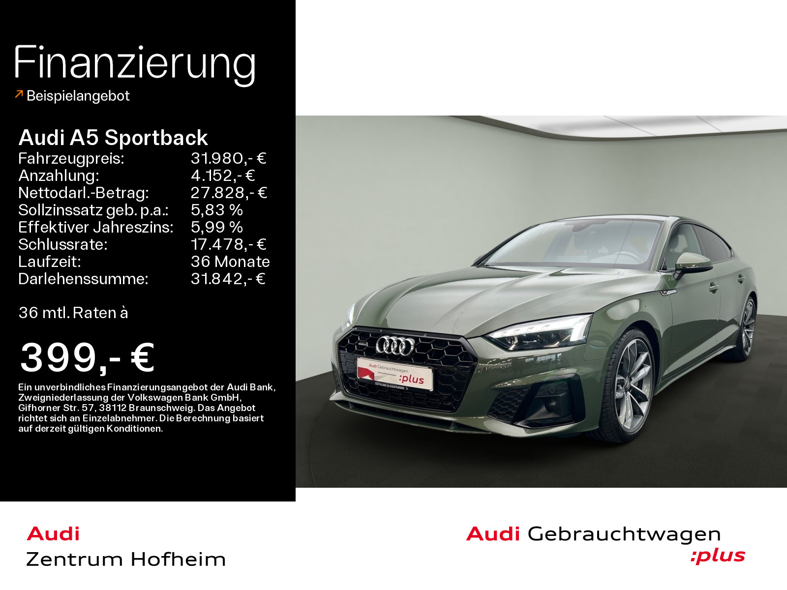 A5 Sportback 45 TFSI qu S line S tro*HUD*Matrix*Navi+*Kamera*Sportsitze*Alcantara*