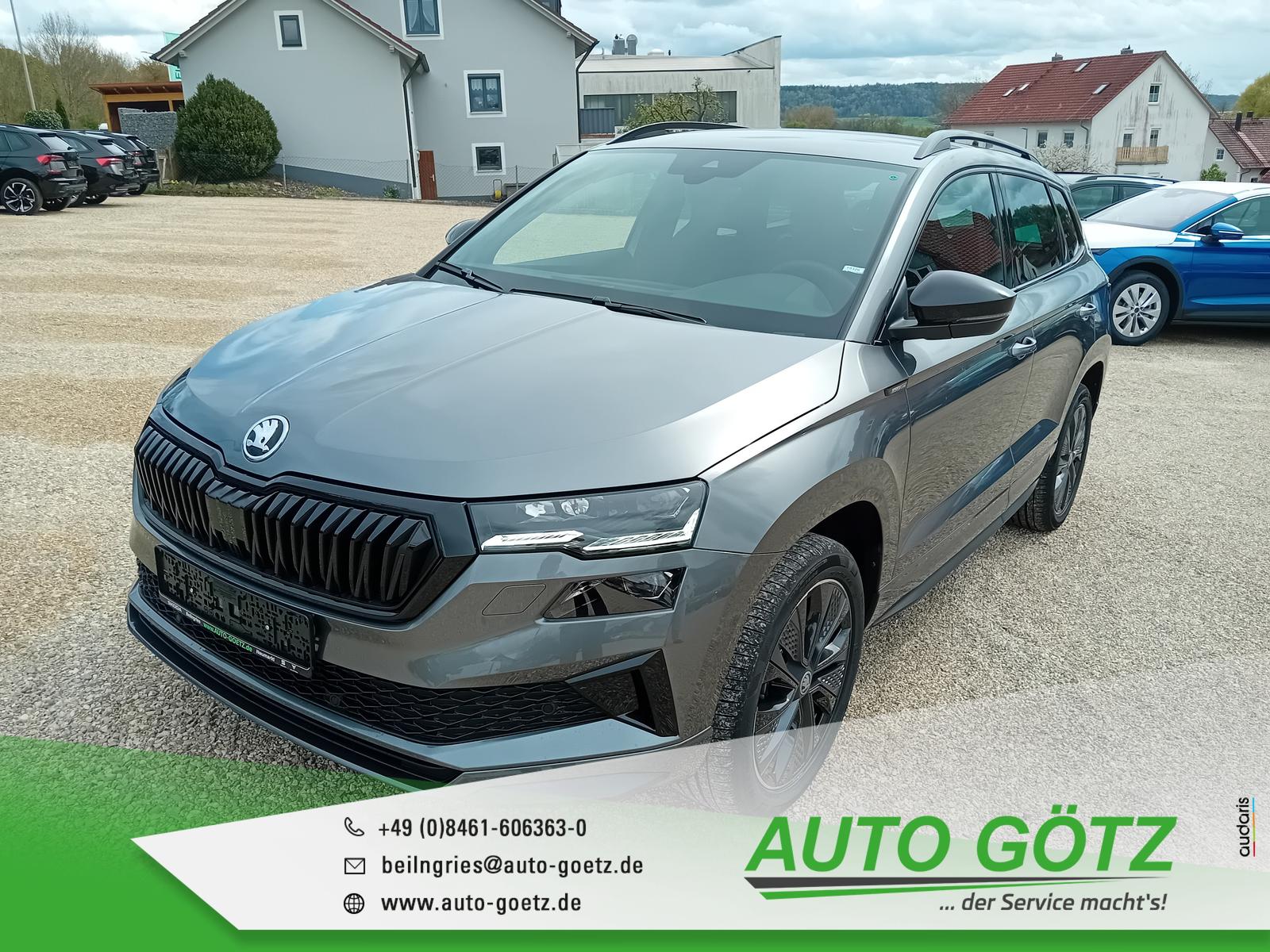 Skoda Karoq Sportline Vorb Blind-Spot elektr Heckkl LichtAssist Induktiv Laden Frontscheibenheiz Ladeboden vo hi hi vo VZE Digi SpurAssist Sunset Spie