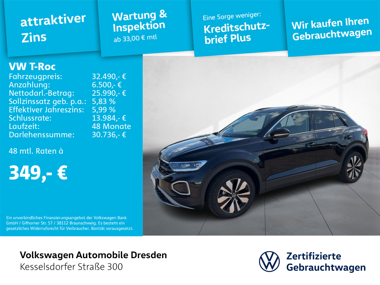 T-Roc 1.5 TSI DSG Life AHZV Kamera LED Navi