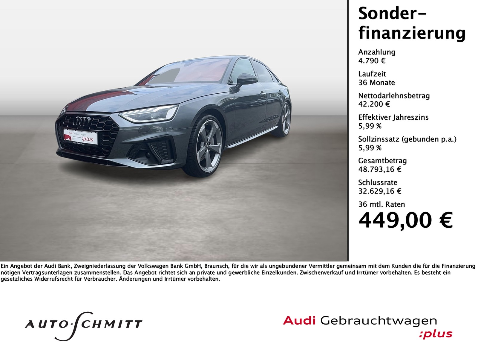 A4 45 TFSI quattro S-tronic S line MATRIX B&O HeadUp Glasdach Leder