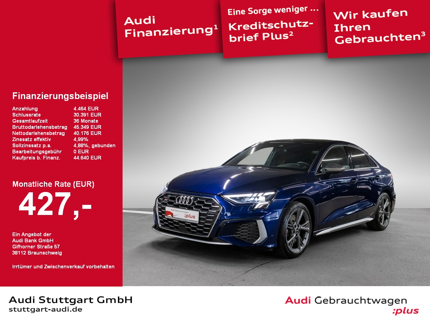 S3 Limousine 2.0 TFSI quattro Leder LED Pano B&O