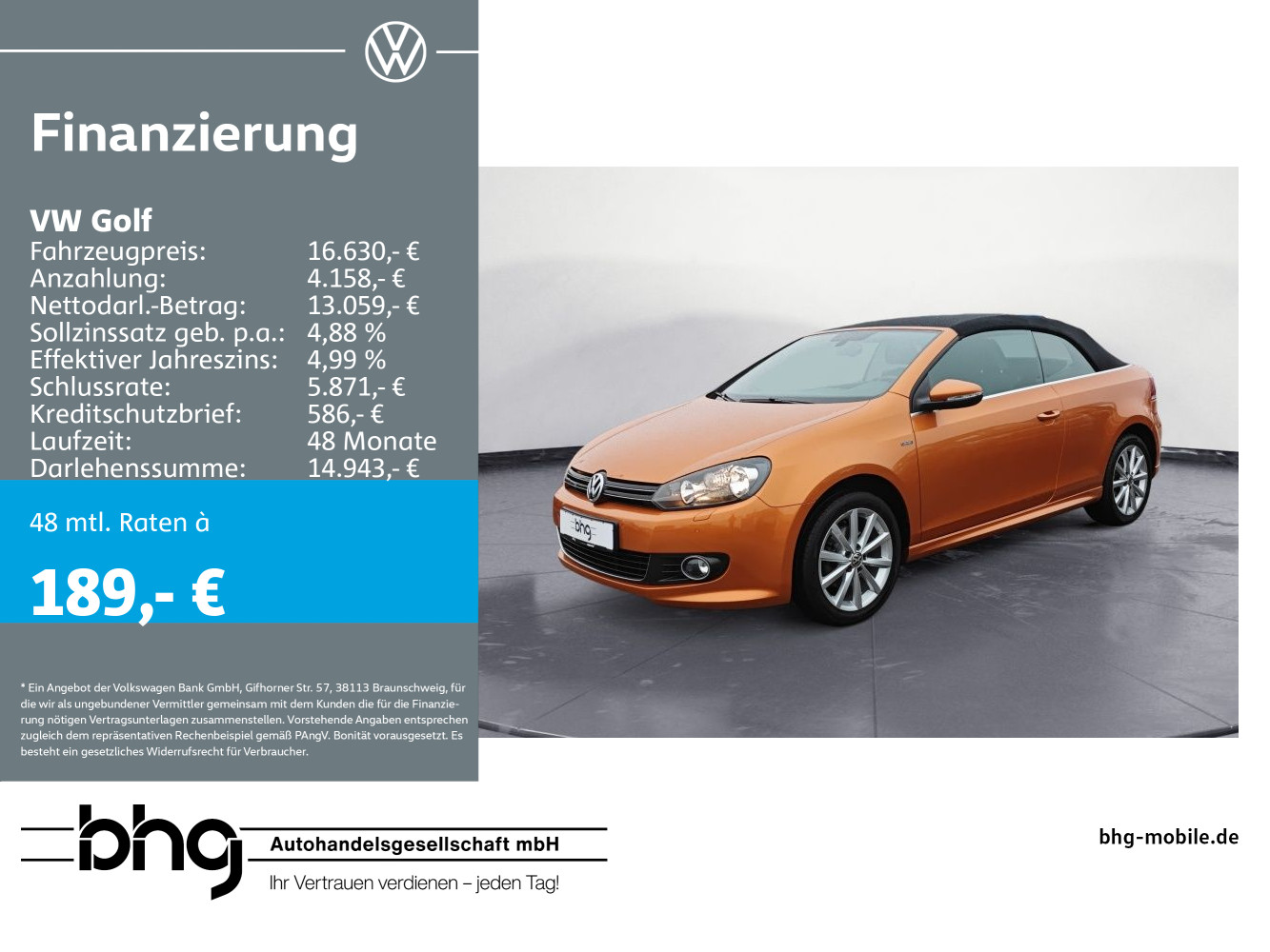 Golf Cabriolet Trendline Golf Cabrio 1.4 TSI Blu