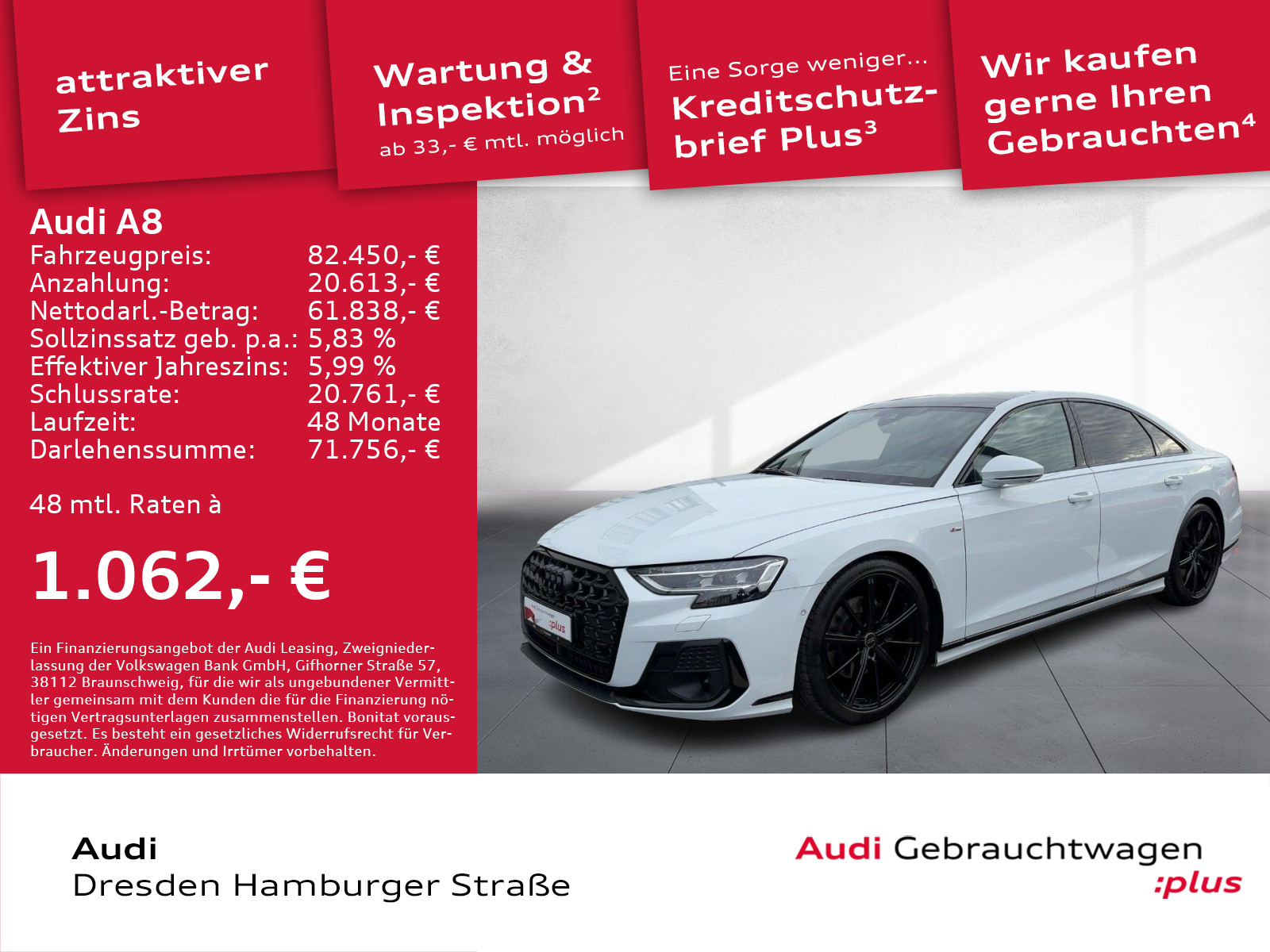 A8 50TDI quattro S line Matrix Pano B&O Standhz.
