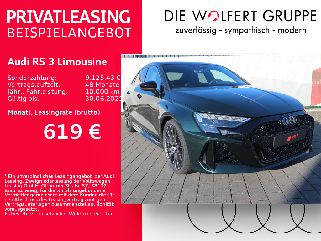 RS 3 Limousine S tronic*TIEFGRÜN PERL*PANO*NAVI*