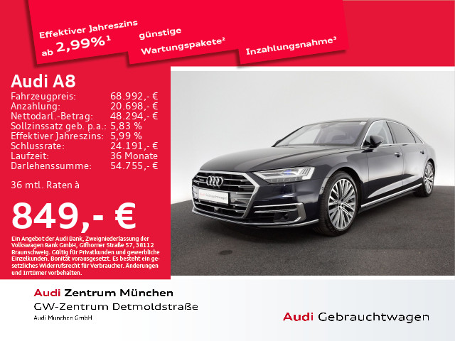 A8 lang 60 TFSI qu. UPE:162" Pano/B&O/RSR/Laser