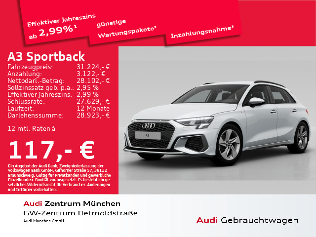 A3 Sportback 35 TFSI S tronic S line Virtual+/HuD/Navi+