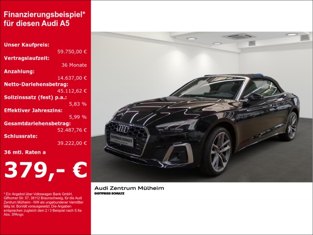 A5 Cabriolet 40 TFSI S lineNavi Leder digitales Cockpit Memory Sitze Soundsystem B & O