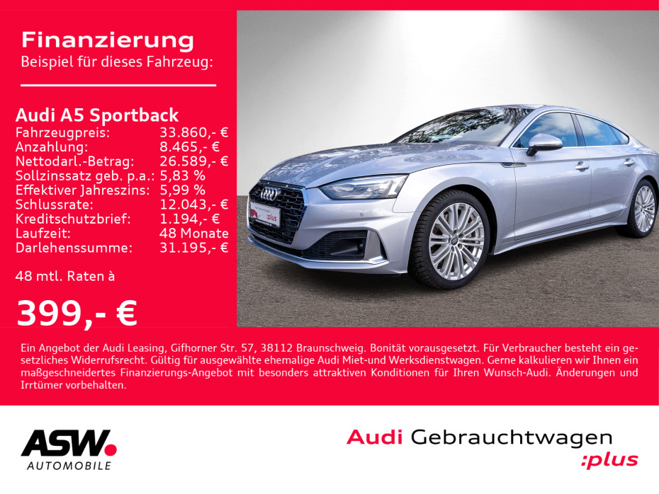 A5 Sportback advanced 45TDI quattro Navi LED AHK