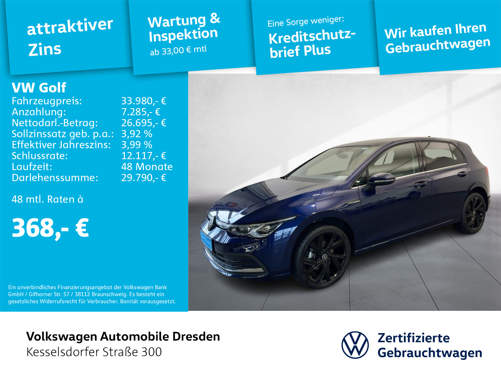 Golf VIII 1.5 TSI DSG Style AHZV Kamera LED Navi