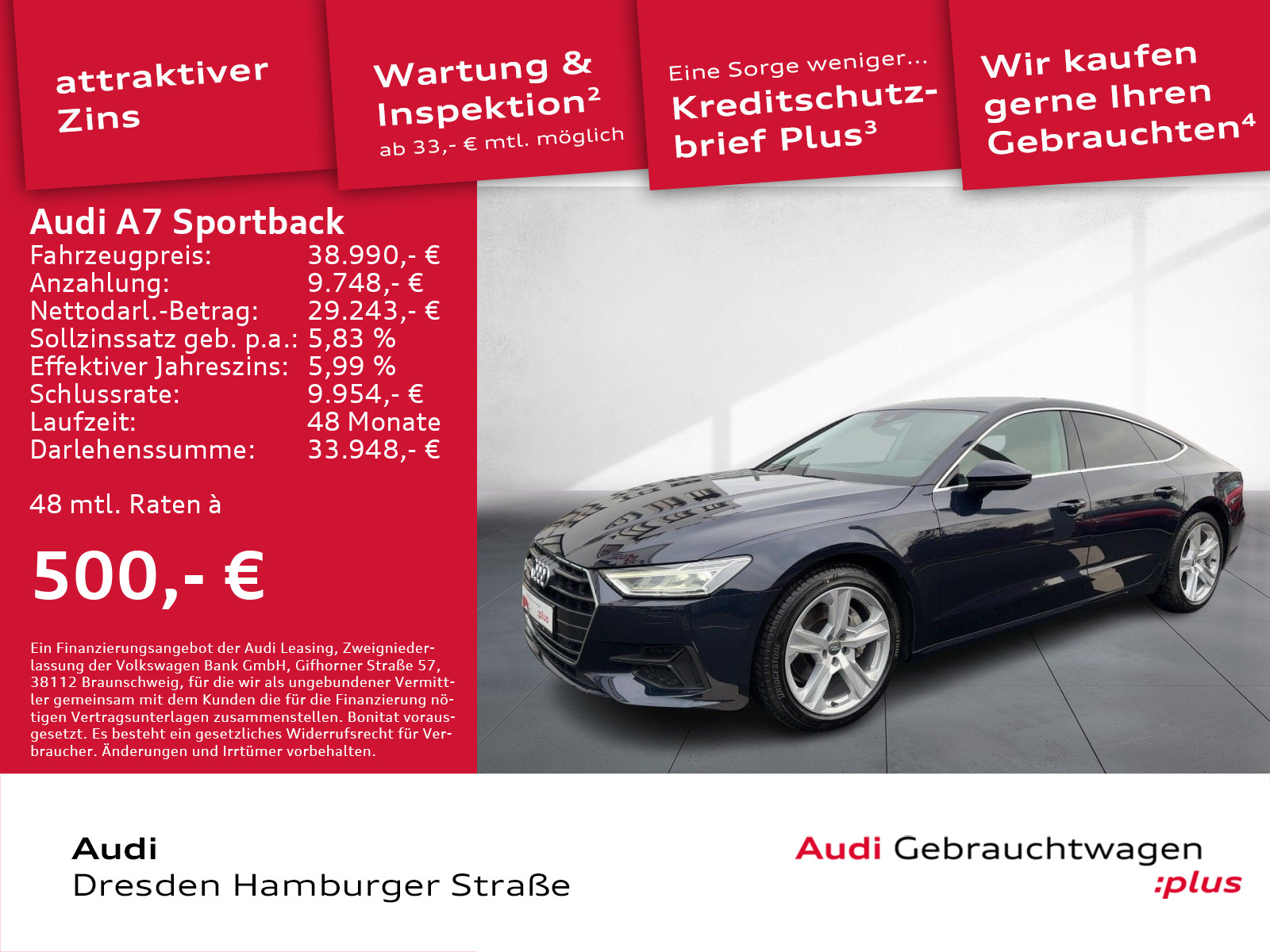 A7 Sportback 45 TFSI quattro Navi B&O Standhz.