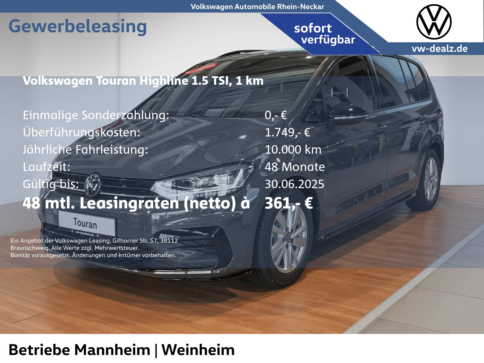 Touran Highline 1.5 TSI OPF DSG AHK 7 Sitze R Line