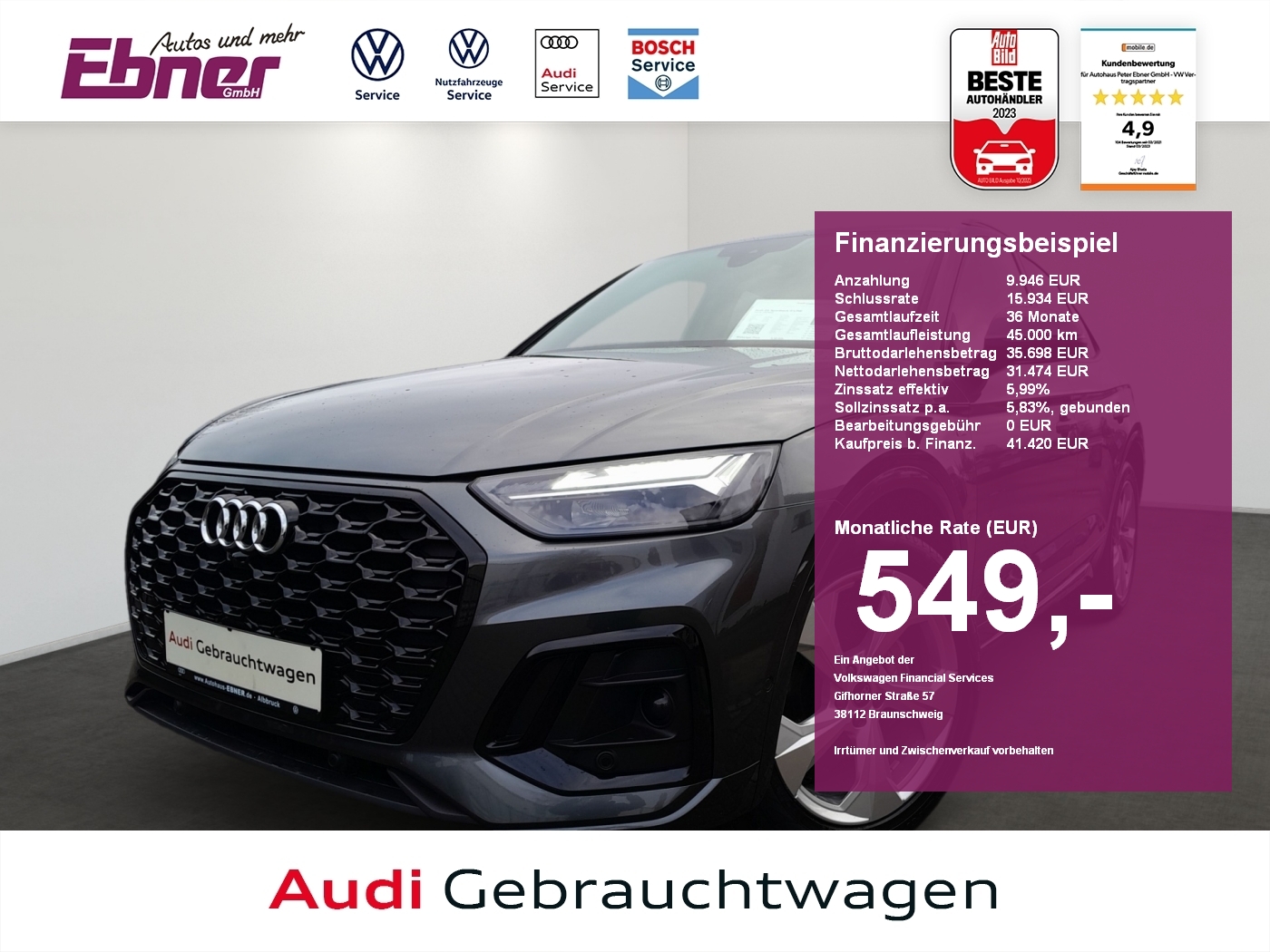 Audi Q5 Sportback S-LINE TDI 20ALU