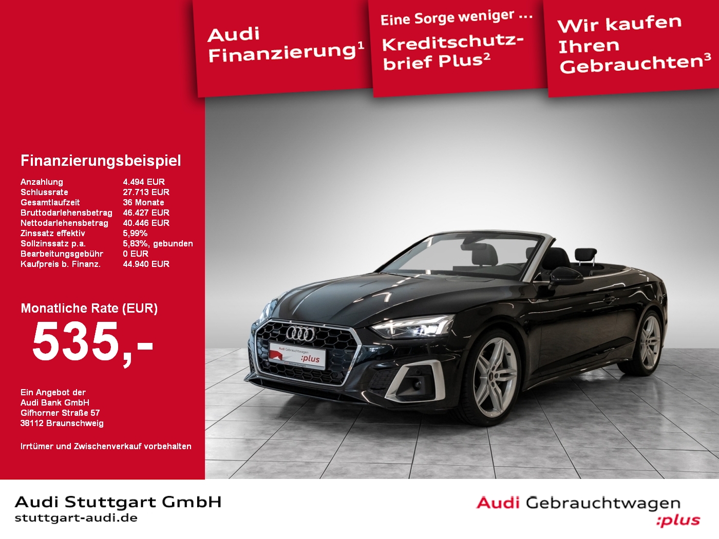 Audi A5 Cabriolet 45 TFSI qu S line Laser Sitzlüftung
